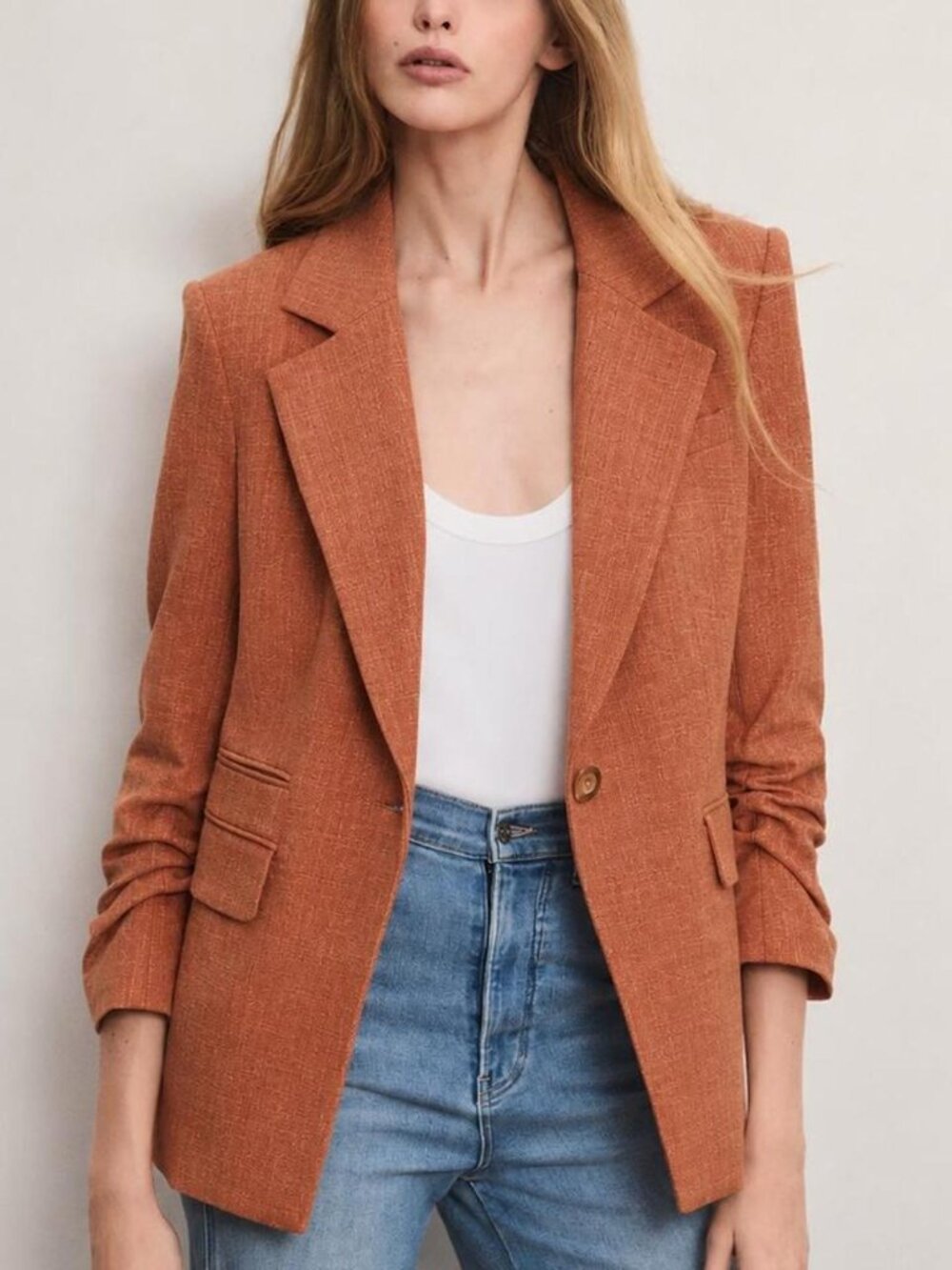 Veronica Beard Rust Martel Dickey Jacket Blazer Single-Button Tailored